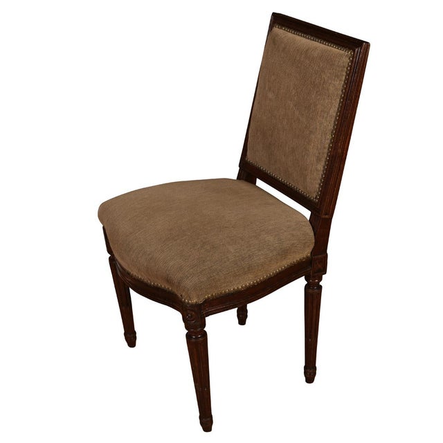 French Set of Four Louis XVI Square Back Dining Chairs For Sale - Image 3 of 4