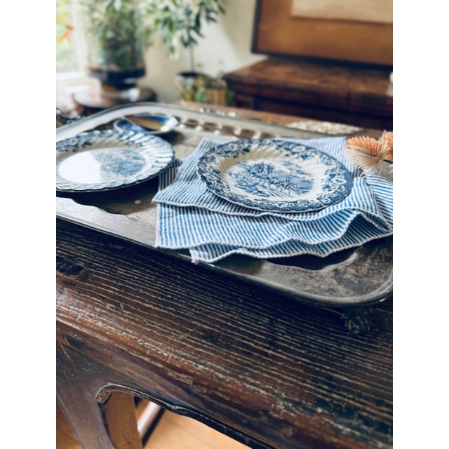 Ceramic Vintage Johnson Brothers Coaching Scenes Blue Bread Plates – Set of 3 For Sale - Image 7 of 11