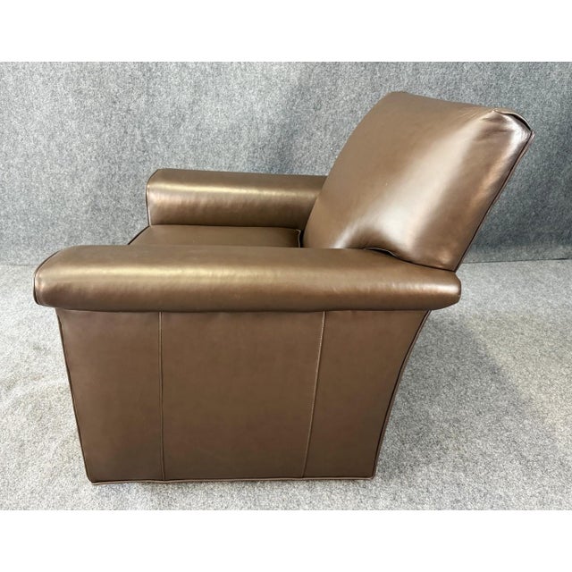 2020s Jessica Charles Leather Swivel Club Chair For Sale - Image 5 of 9