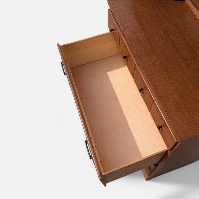 Brown 1960s Khoury Furniture Solid Wood Hutch Cabinet With Drawers For Sale - Image 8 of 18