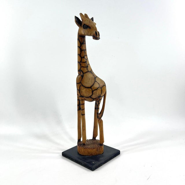 Early 20th Century Giraffe Wood Sculpture on Custom Base For Sale In Denver - Image 6 of 11