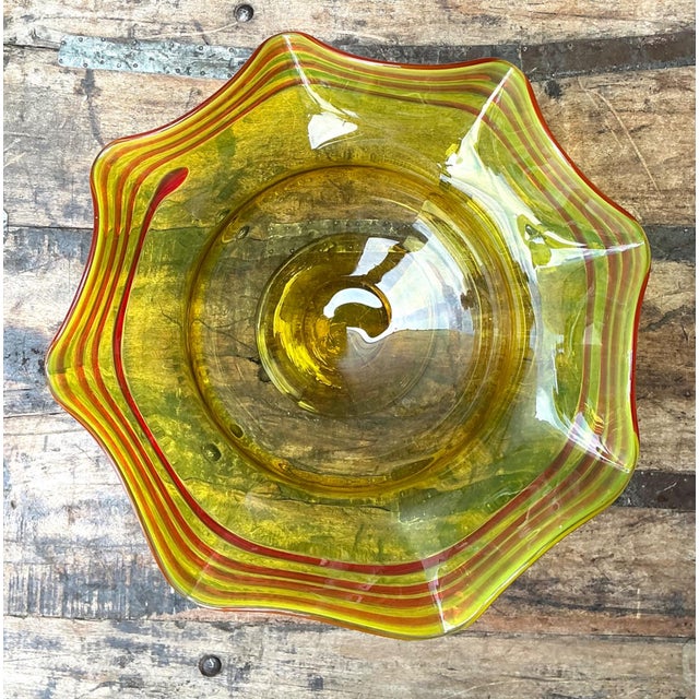 Murano Vintage Striped Murano-Style Glass Centerpiece Bowl For Sale - Image 4 of 18