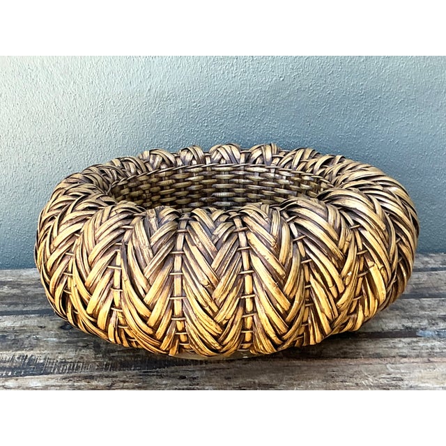 Contemporary Vintage Handcrafted Rattan Centerpiece For Sale - Image 3 of 13