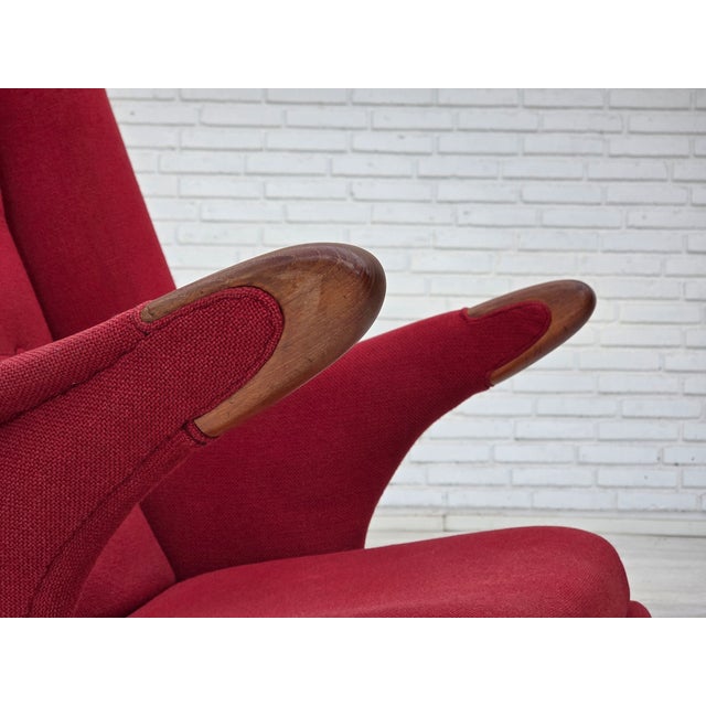 1970s, Danish design by Bent Møller Jepsen for Sitamo Denmark. "Teddy bear" chair in original red furniture wool...