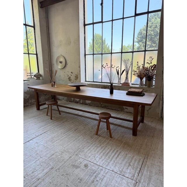 Wood Farmhouse Table in Oak, 1950s For Sale - Image 7 of 18