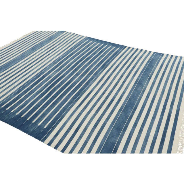 Not Yet Made - Made To Order Rug & Kilim's Contemporary Dhurrie Rug in Dark Blue and White Stripes - 14x20 For Sale - Image 5 of 9