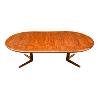 Vintage 1970s Danish Modern Teak Pedestal Base Extension Dining Table For Sale