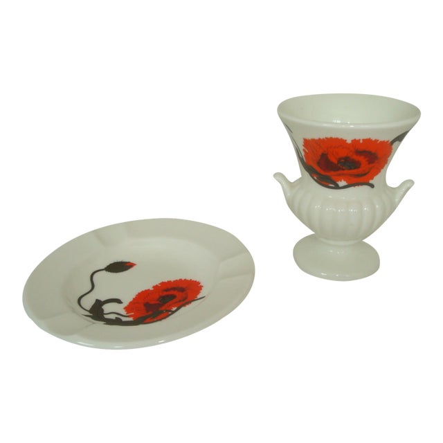 Wedgwood Susie Cooper Cornpoppy Bone China Vanity Set For Sale