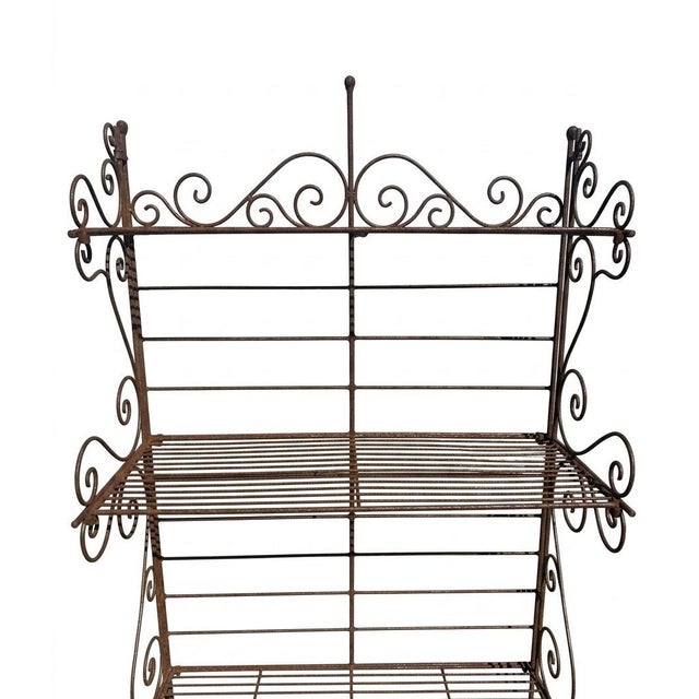 Vintage Rustic Wrought Iron 4 Shelf Bakers Rack For Sale - Image 4 of 8