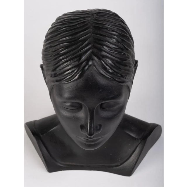 Danish Sculptural Bust of Woman in Clay, 1975 For Sale - Image 3 of 8