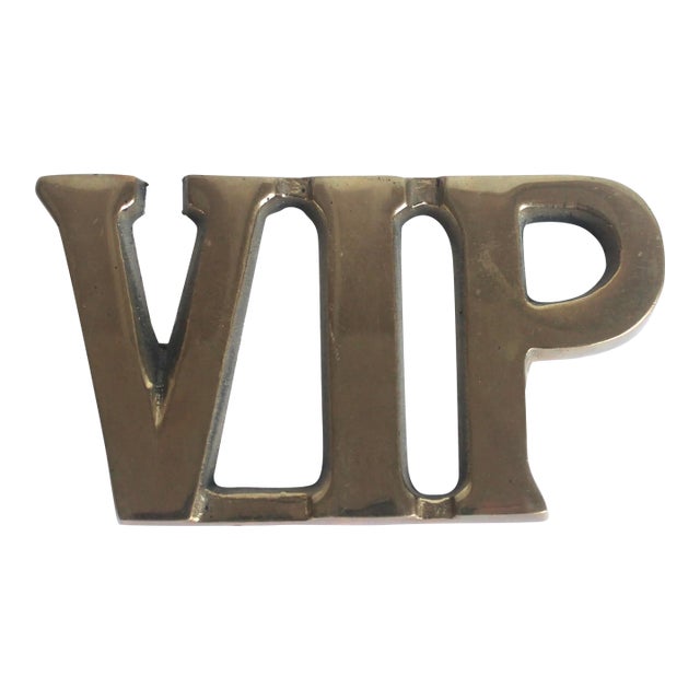 Vintage Brass VIP Paper Weight For Sale