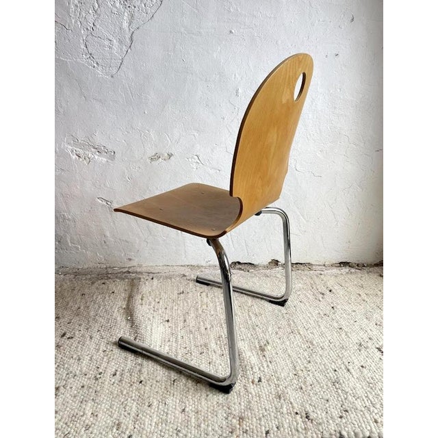 Mid-Century Modern Stacking Chair in Bentwood and Chrome, France, 1980s For Sale - Image 4 of 13
