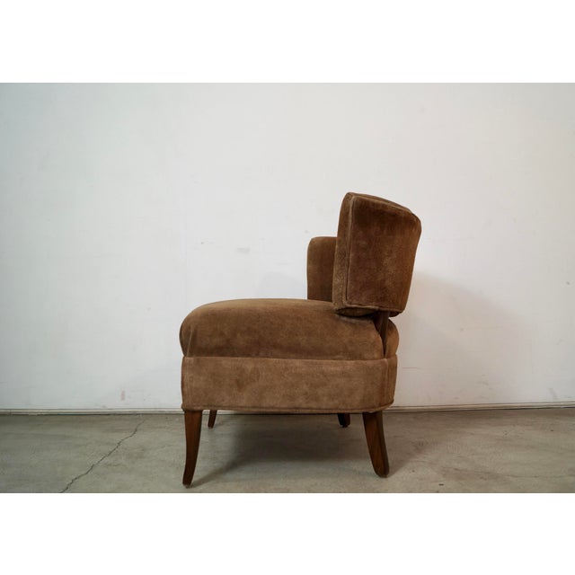 Brown 1950’s Mid-Century Modern William Billy Haines Slipper Lounge Chair in Leather Suede For Sale - Image 8 of 12
