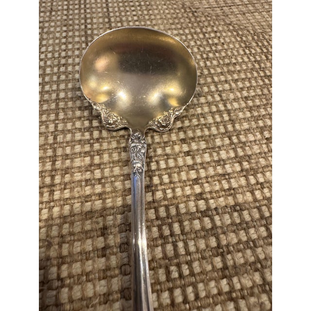 American Antique Wallace “Rose Point” Sterling Silver Sauce Ladle. “M” Monogram For Sale - Image 3 of 5
