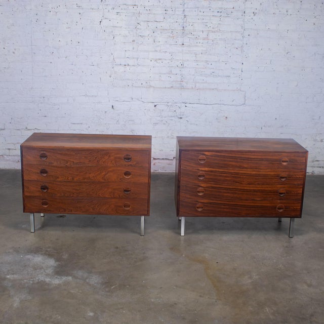 Brown 1960’s Mid Century Scandinavian Modern Pair of Rosewood Cabinets Rud Thygesen & Johnny Sorensen for Hansen & Guldborg For Sale - Image 8 of 18