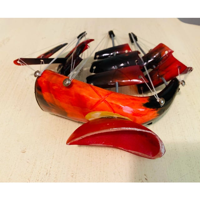 1950s Hand Carved Horn Ship on Horn Base For Sale - Image 10 of 11