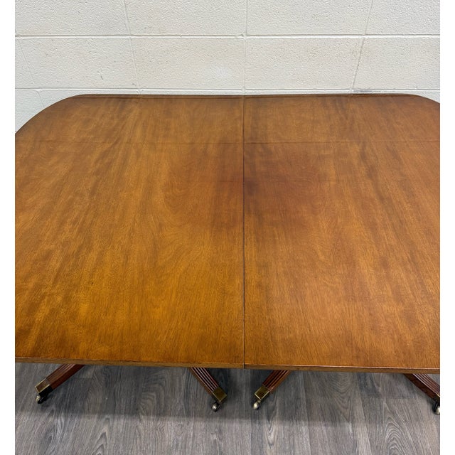 Vintage Georgian Regency Revival Mahogany Double Pedestal Dining Table For Sale In Kansas City - Image 6 of 11