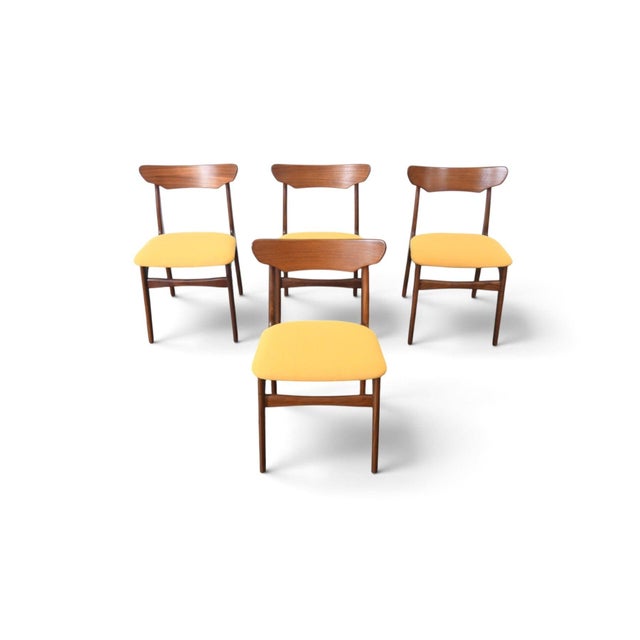 Mid 20th Century Set of Four Restored Dining Chairs in Teak Attributed to Schionning + Elgaard For Sale In San Francisco - Image 6 of 14