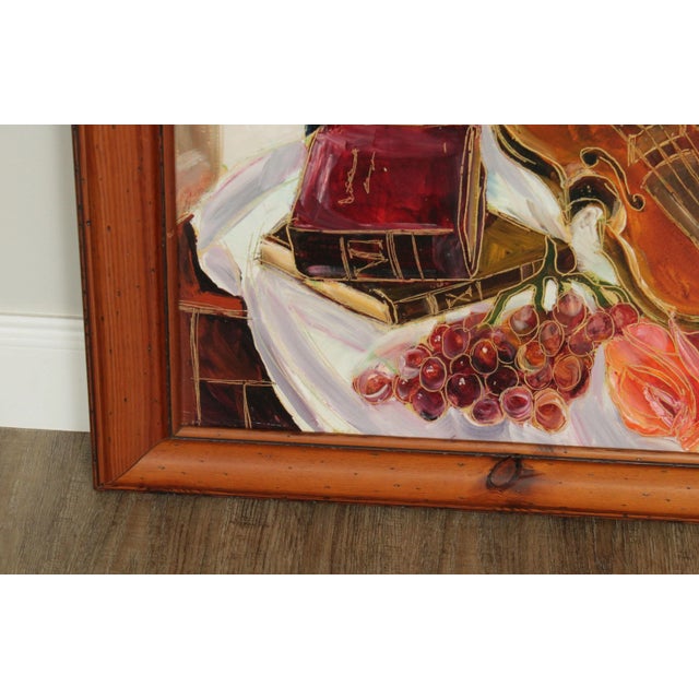 Red Maya Eventov Large Framed Still Life Original Oil Painting For Sale - Image 8 of 13