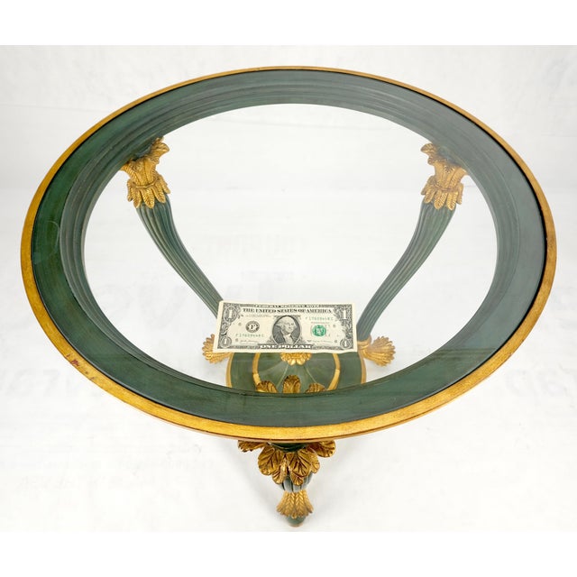 Italy Decorative Carved Painted 28" Round Glass Top Gueridon Lamp Center Table For Sale - Image 16 of 16