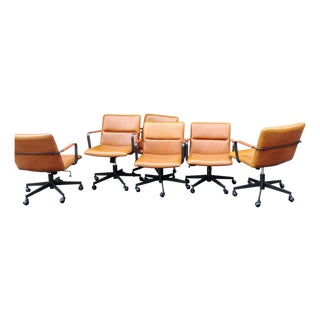 Upgrade Your Conference Room or Collaborative Workspace With a Set of 6 West Elm Cooper MCM Office Chairs. For Sale
