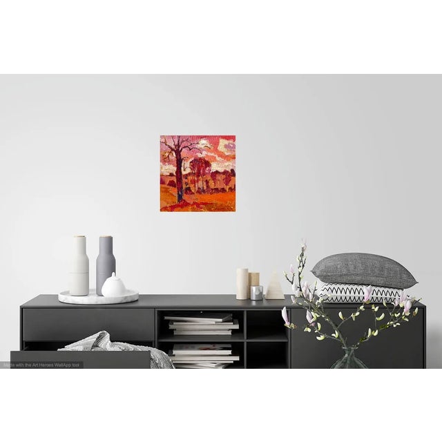 "Summer Red Sky in France" Contemporary Landscape Oil Painting For Sale - Image 4 of 4