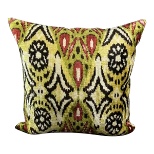 Multicolor Velvet Ikat Pillow Cover
