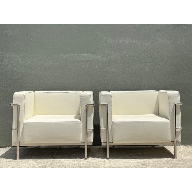 Metal Vintage Chrome Frame Lounge Chairs After Corbusier - A Pair For Sale - Image 7 of 18