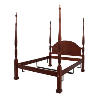 Henkel Harris Cherry Queen Sized Rice Carved Poster Bed For Sale