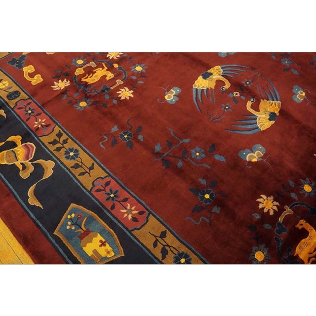 1900 - 1909 1900s Antique Chinese Art Deco Rug - 9'4" X 11'6" For Sale - Image 5 of 6