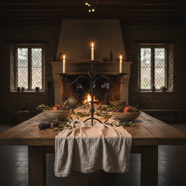 Hand Forged Wide-Arm Iron Candelabra There is a distinct difference between a factory-made object and one shaped by hand....