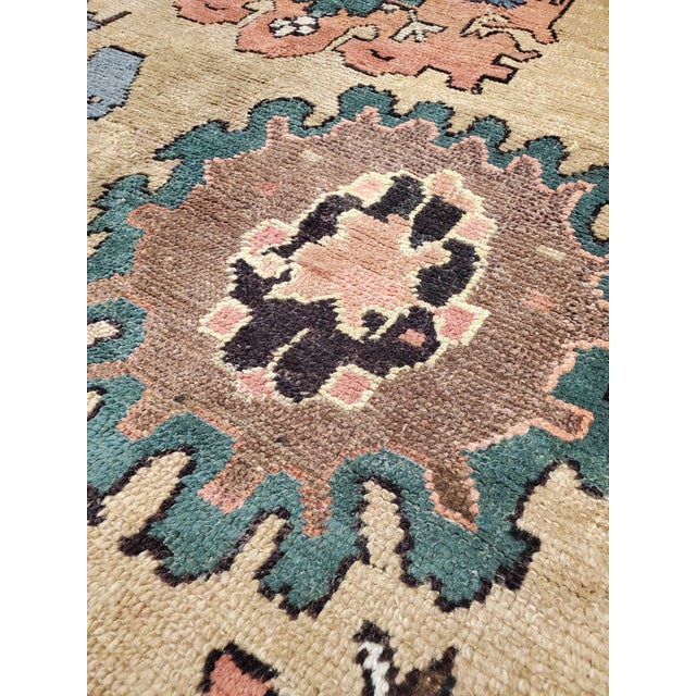 Antique Bakshaish Carpet, Oriental Persian Handmade in Tan Brown, Blue and Red For Sale - Image 4 of 18