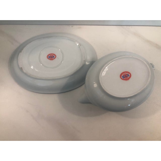 White Cordon Bleu Sauce Boat and Saucer From Hungary For Sale - Image 4 of 9