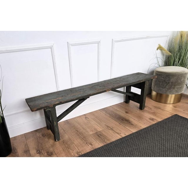 Rustic Antique Rustic Italian Farm Country Wooden Bench, 1890s For Sale - Image 3 of 9