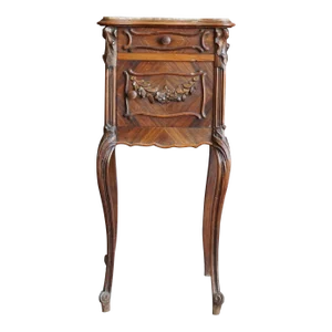Antique French Rococo Marble Top Nightstand