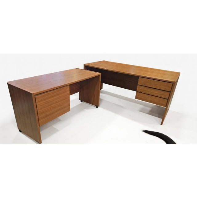 Mid-Century Modern Two-Piece Teak Executive Desk With Locking Drawers and File Cabinet For Sale - Image 10 of 11
