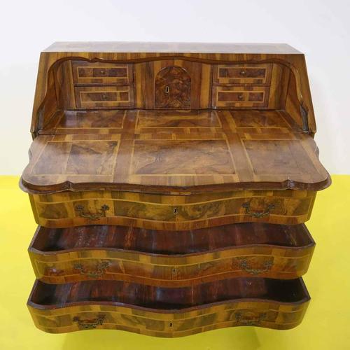 Inlaid Wooden Secretaire with Four Drawers and Internal Compartments For Sale - Image 14 of 18
