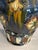 Antique Cobalt Blue Sancai Glaze Style Urn 1970’s Reproduction Vase Majolica Pottery 11" High X 10" For Sale - Image 12 of 12