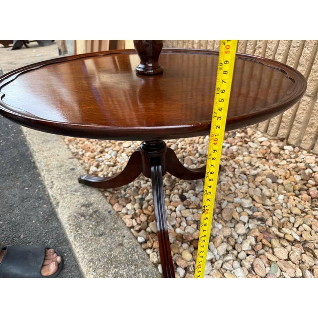 Wood Vintage Federal Style 2 Tier Dumb Waiter Round Side Table For Sale - Image 7 of 11