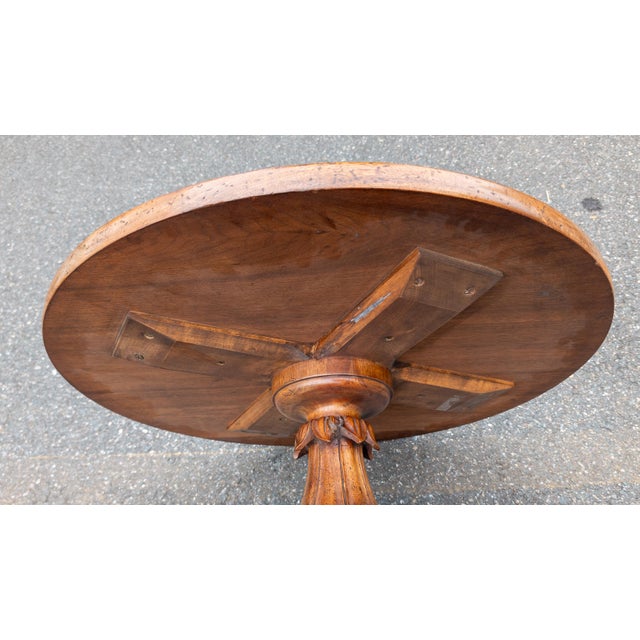 Early 20th Century Italian Walnut Round Occasional Table in Renaissance Revival Style For Sale - Image 13 of 18