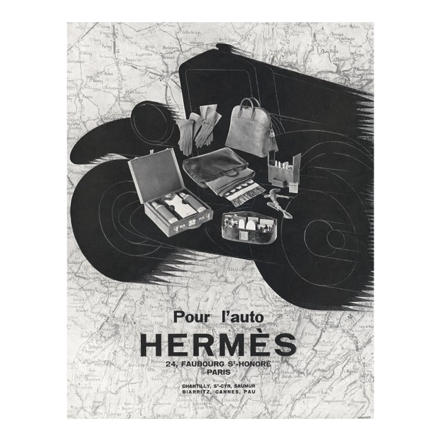 1928 Hermès Art Deco French Advertisement Print-Automobile Travel Products For Sale