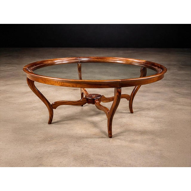 1950s Circular Coffee Table in Caviúna Wood & Glass by Giuseppe Scapinelli, Brazil, 1950s For Sale - Image 5 of 10