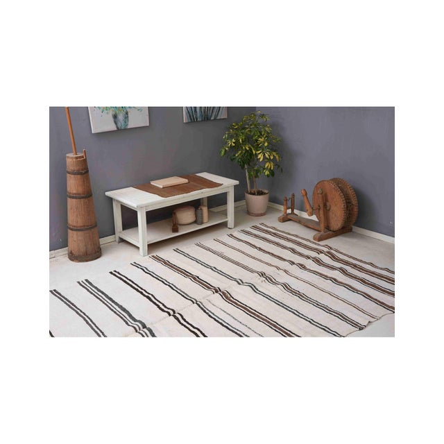 1960s Striped Vintage Hemp Kilim Rug - 6`2" X 9`2" For Sale - Image 5 of 6