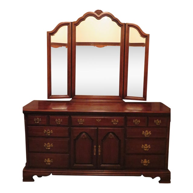 Wood Dresser & Attached Mirror Chairish
