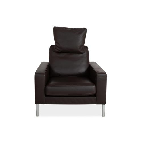Brown Black Leather Chair from FSM For Sale - Image 8 of 12