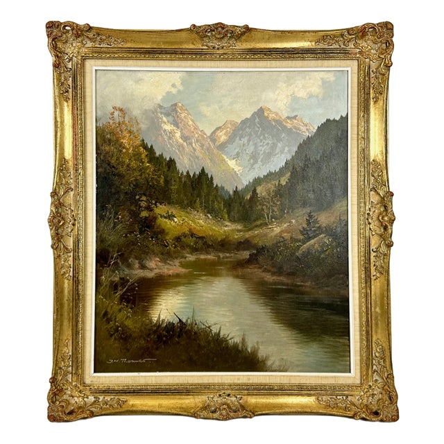 Josef Heinrich Thomas, Sonnenspitze Landscape, Oil on Canvas, 1970s, Framed For Sale