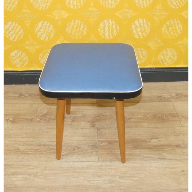 Light Blue and Red Wood Stools, 1950s, Set of 2 For Sale - Image 6 of 18