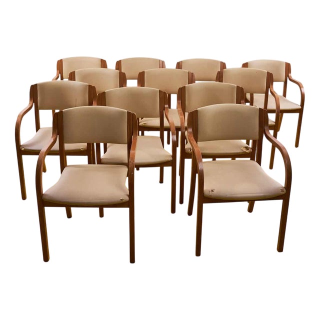 Vintage Chairs with Wooden Frames, Set of 12 For Sale