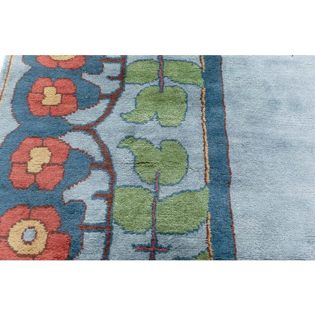 Tranquil Blue Field With Rosettes Oversized Rug "Azurebloom" For Sale - Image 4 of 8