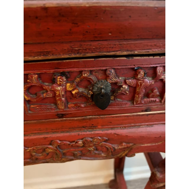 Chinese Handmade Chinese, Red Carved Altar For Sale - Image 3 of 9